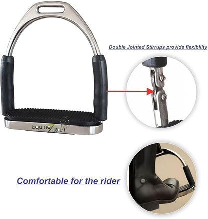 Flex Stainless English Saddle Stirrups Iron Pads Knee Ankle Stress Pain Relief