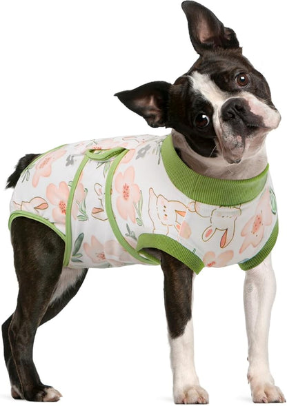 FUAMEY Dog Recovery Suit Male,Dogs Surgery Neuter Suits Puppy Spay Shirts for Female Protect Dog's Skin Anti Licking Abdominal Wounds Doggie Onesie Pet Bodysuit Alternative to Cone Rabbit Flower L