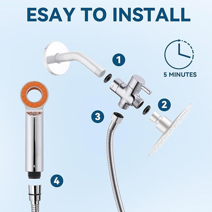 Dog Shower Attachment, 3 Mode Handheld Sprayer with ON/OFF Switch, G1/2" Metal Diverter, 100 Inches Stainless Steel Hose, No Drill Holder, for Pet and Dog Washing in Bathroom