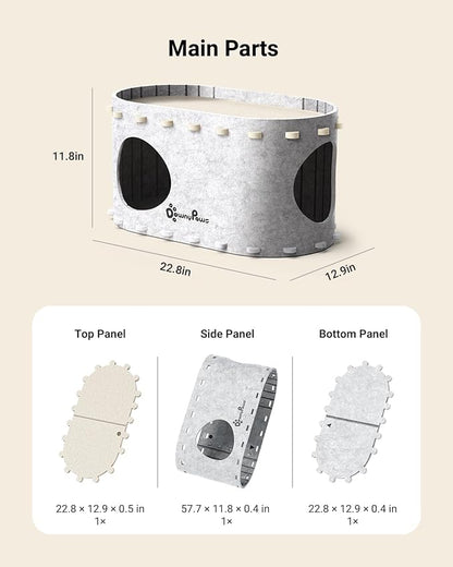 DownyPaws Cat House for Indoor Cats, Cat Bed Cave for Multiple & Large Cats Up to 22 Lbs, Scratch Resistant Peekaboo Cat Caves, Foldable Tunnel Enclosed Bed, PeekaPurr, Marble