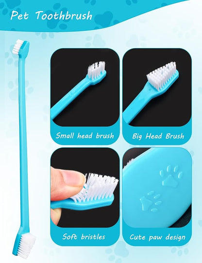 200 Pcs Dog Toothbrush, Pet Double Sided Brushing Kit Long Handle Soft Bristles Dogs Tooth Brush for Small to Large Dog, Cat, Puppy & Kitten, 10 Colors