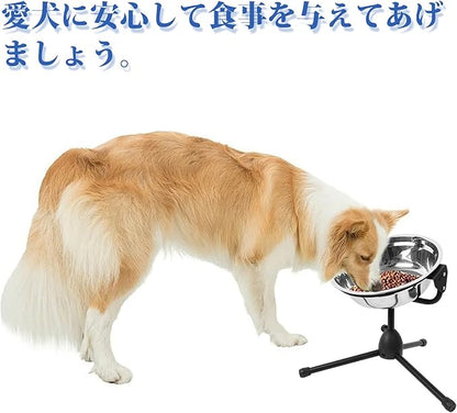 Elevated Dog Bowl with Adjustable Metal Stand,Extra Large Size for Dogs Heavier Than 100 lbs,1.24 Gal 4.7 Liter, Stainless Steel Dog Food Bowl Height Adjustable Non-Slip Raised Dog Bowl Set
