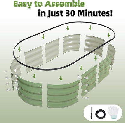 G GOOD GAIN Galvanized Metal Raised Garden Bed Kit - 4x2x1FT Outdoor Planter Box with Safety Edging and Gloves for Vegetables, Fruits, Flowers(Oliver Green, 1PC)