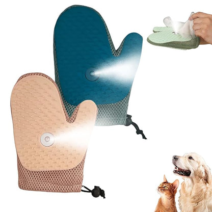 All-in-One Grooming Mist Glove for Pets, Cat Grooming Steam Gloves, Double Sided Pet Hair Remover Gloves for Clothes Furniture, Removal Glove Tool For Long Short Curly Dogs Cats Hair (Pink+Blue)