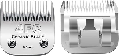 3PCS 4FC Blades Dog Grooming Clipper Replacement Blades Compatible with Andis Pet Clipper/Oster A5/Wahl KM Series Dog Clipper,Ceramic Blade & Stainless Steel Blade