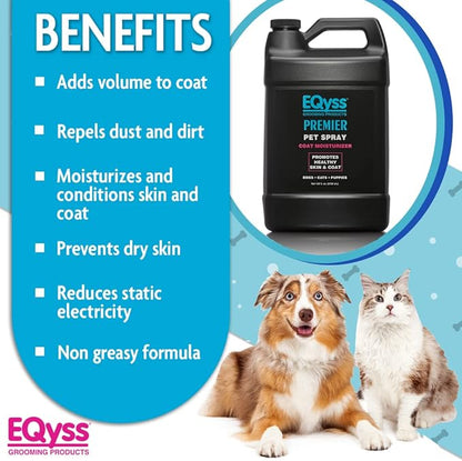 EQyss Premier Pet Spray - Moisturizes & Conditions for Healthy Skin & Coat, Non-greasy, Repels Dust & Dirt - Great for Dogs, Cats, Puppies (128 oz)