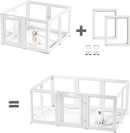 Acrylic Dog Playpen Suitable for Expanding Clear Dog Playpen Includes 2 I-Type Connectors and 2 Suction Cup Bases（30", 2PCS）
