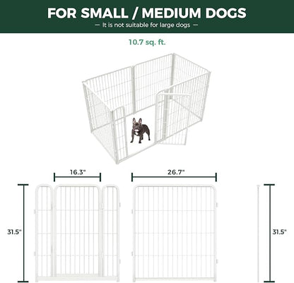 FXW Homeplus Unleashed Indoor Dog Playpen - Stress-Free and Safe Play, Heavy Duty 32 Inch 6 Wire Panels Dog Pen for Small and Medium Dogs, White│Patented