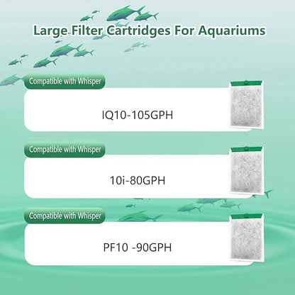 12 Pack Aquarium Filter Cartridge Compatible with Whisper Power Filters,Medium Replacement Filter Cartridges for 10i IQ10 PF10