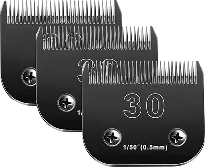 30 Blades Dog Grooming Blades Compatible with Andis/Oster A5/Wahl KM-10 Series Dog Clippers,Detachable Clipper Replacement Blade,Black,(30#/3PC)