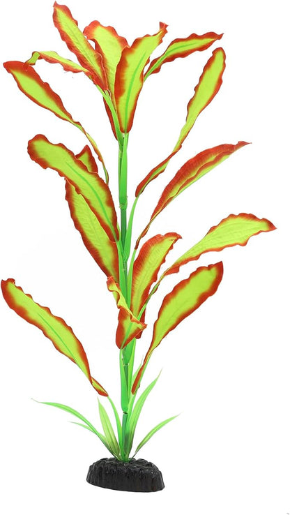ALEGI Silk Aquarium Plants, 16 Inch Artificial Silk Plants Decorations for Fish Tank,Aquarium Décor Plastic Plants (Light Green with Red, 2 Pack)