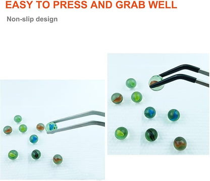 2 Pack Extra Long Tweezers, Fecsam Feeding Tongs, 18.9 inch & 10.5 inch Curved Aquarium Stainless Steel Large Aquascape Tools for Fish Tank, Terrarium，Aquascaping, Reptile, Bearded Dragon