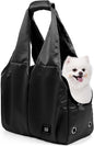 Dog Purse Carrier for Small Dogs, Cats, and Puppies – Soft-Sided Travel Pet Tote Bag with 4 Large Pockets, Foldable, Lightweight, Fits Pets up to 15 lbs, for Travel, Outings (Black)