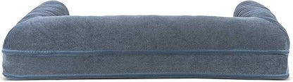 Furhaven Cooling Gel Dog Bed for Large/Medium Dogs w/ Removable Bolsters & Washable Cover, For Dogs Up to 55 lbs - Sherpa & Chenille Sofa - Orion Blue, Large
