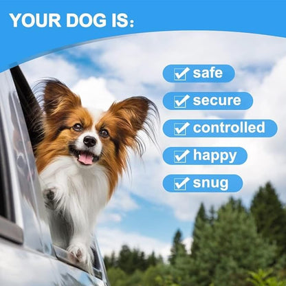 Dog Seat Belt Harness for Car,Dog Seatbelt of Coated Wire Leash Safety Restraint,No Chew Tether Cable Vehicle,Double Clips & Latch(Blue, 16 inch/40 CM)