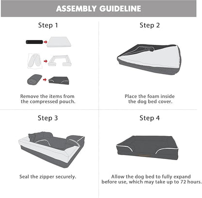 Friends Forever Orthopedic Dog Bed for Medium Dogs, Waterproof Memory Foam Dog Sofa Bed M with Removable Washable Cover, Ally Navy, 28x23x6.5