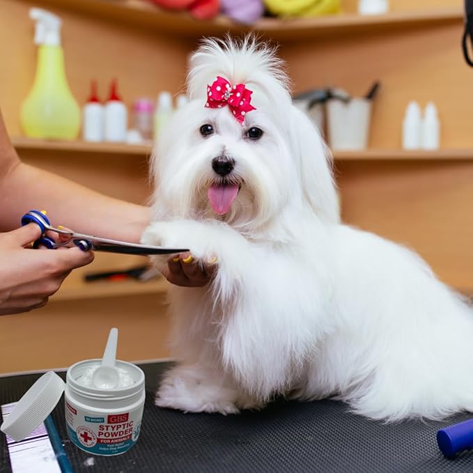 G.B.S 5 oz Styptic Powder for Dogs, Cats & Birds – Quick Blood Clotting for Nail Clipping, Minor Cuts, Tail Docking & Wing Clipping – Pet First Aid Hemostatic Powder with Sealed Top & Scoop (3)