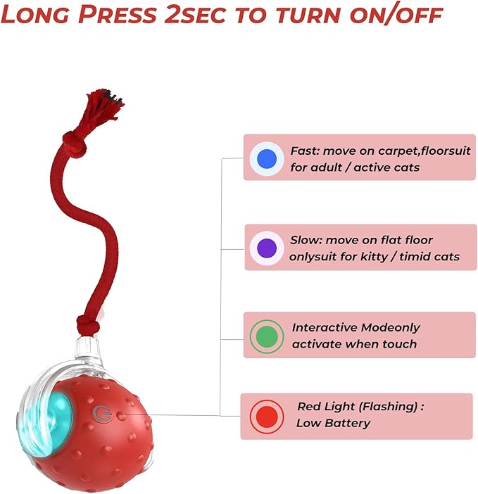 2-Pack Interactive Cat Toys Ball - 2025 New Gen with 360° Auto-Rotation Smart Obstacle Avoidance,Includes 4 Cat Spiral Spring＆1 Furry Cat Toy Mice,Ideal Kitten Toys for Bored Indoor Cats(Orange＆Blue)