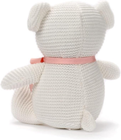 100% Organic Cotton Baby Stuffed Animals White Teddy Bear for Newborn 6.5"