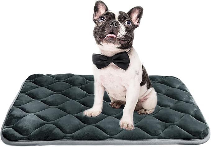 furrybaby Dog Bed Mat Flat Crate Mat with Anti-Slip Bottom Machine Washable Pet Kennel Pad for Dog Sleeping (XM 36x23'', Grey Mat)