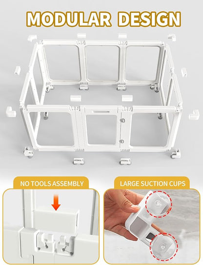 Dog Playpen, Clear Acrylic Plastic Puppy Playpen Indoor, Pet Pen for Puppy Cat Bunny, Transparent Easy Assemble Foldable Whelping Box for Dogs, Puppy Playpen with Gate (23.6" Height, 10PCS)
