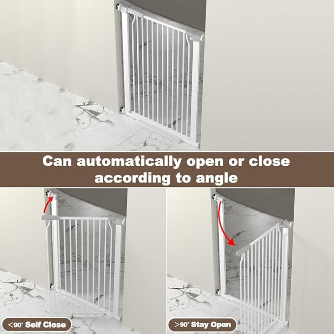 41" Extra Tall and Wide Baby Gate, 65.8-68.5'' Wide Pet Cat Gate for Doorway, Extra Wide Pressure Mounted Child Door with Expansion Kit, Metal Safe Gate, Tall Dog Gate, White