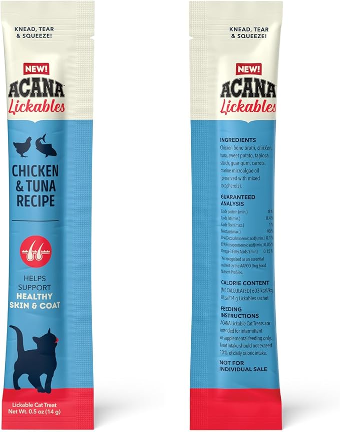 ACANA Lickables Cat Treats Chicken & Tuna Recipe .5oz Tubes (5 Count)