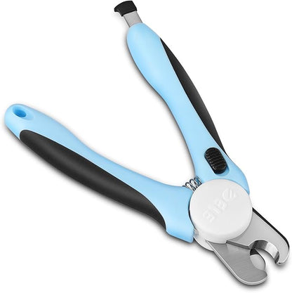 Flexzion Dog Cat Nail Clipper and Trimmer, Pet Toe Claw Scissor Grooming Tool with Stainless Steel Blades File Easy Grip Handle Safety Guard Avoid Overcutting for Small Medium Large Breed Puppy, Blue