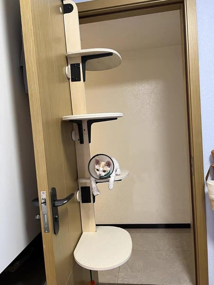 Door Hanging Cat Shelf, Multi Level Door Hanging Cat, Cat Tree Door Hanger Mounted Cat Shelves Cat Ladder, 4-Levels Over Door Cat Climber for Indoor Cats