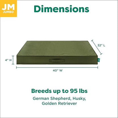 FurHaven Cooling Dog Bed – XL Foam Mattress for Joint Pain Relief, Waterproof Liner, Removable Washable Cover, Durable for Outdoor Use, Deluxe Grid Indoor/Outdoor Bed – Green, Jumbo