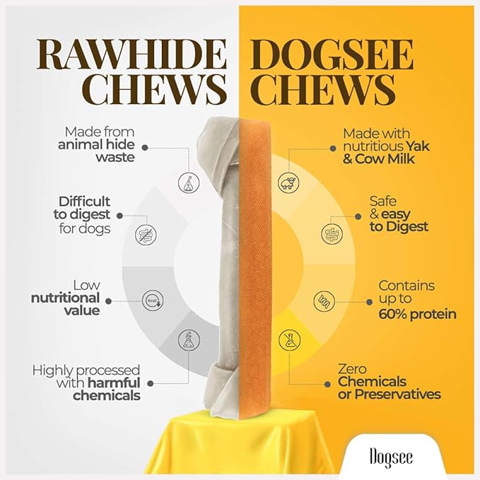 Dogsee Original Himalayan Yak Cheese Dog Chews XL - 6 Chews | Dog Treats Rawhide Free | Fight Plaque & Tartar | All Natural Long Lasting | Odourless and Great for Cleaning Teeth