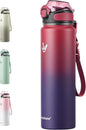 Enerbone 32 oz Insulated Water Bottle, Stainless Steel Bottle with Carrying Strap, Double-Wall Vacuum Insulation Design, Leakproof Sports Bottle with Straw, Keep Drinks Cold or Hot for Hours