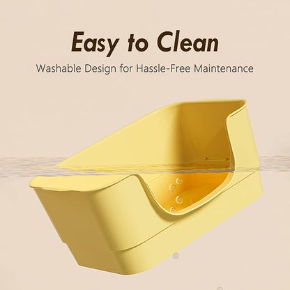 Extra Large Cat Litter Box with High Sides,23.23"×16.34"×8.46",Jumbo Kitty Litter Box with Low Entry,XL Cat Boxes for Indoor Cats,Easy to Clean,Anti-Splashing(Grey)