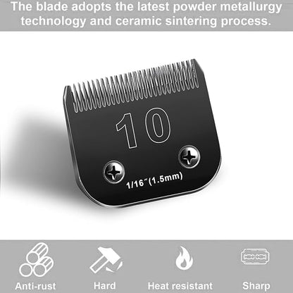 10 Blades Dog Grooming Blades Compatible with Andis/Oster A5/Wahl KM-10 Series Dog Clippers,Detachable Clipper Replacement Blade,Black (7PCS #10+30+40+3FC+4FC+5FC+7FC)