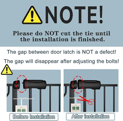Extra Wide Baby Gate 71.6-76.37 Inch Black, Walk Through Pressure Mounted No Drill Long Large Tension Metal Gate for Dog and Toddler