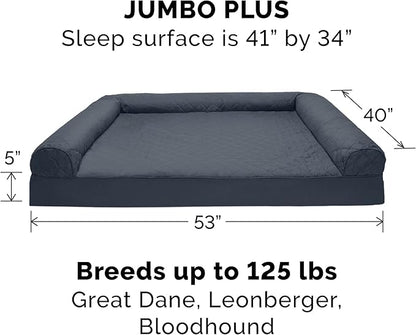 Furhaven Orthopedic Dog Bed for Large Dogs w/ Removable Bolsters & Washable Cover, For Dogs Up to 125 lbs - Quilted Sofa - Iron Gray, Jumbo Plus/XXL