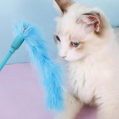 IUHKBH Cat Wand Toys, 3 PCS Interactive Cat Feather Toys Colorful Cat Teaser Wand with Bell for Cats and Kitties