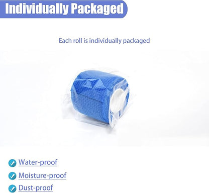 9 Pack 2" x 5 Yards Self Adhesive Bandage Wrap Self Stick Wrap for Ankle, Wrist, Finger, Sports, Breathable Cohesive Vet Tape for Pets (Dark Blue)
