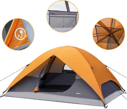 Amazon Basics Camping Tent, 3-Season Dome Design with Rainfly
