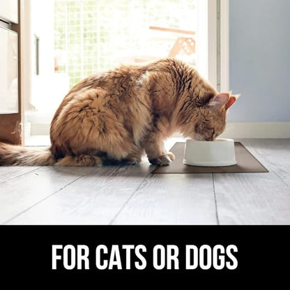 GORILLA GRIP 100% Waterproof Raised Edge BPA Free Silicone Pet Feeding Mat, Dog Cat Food Mats Contain Spills Protects Floors, Placemats for Cats and Dogs Water Bowl, Pets Accessories 28x18 Beige