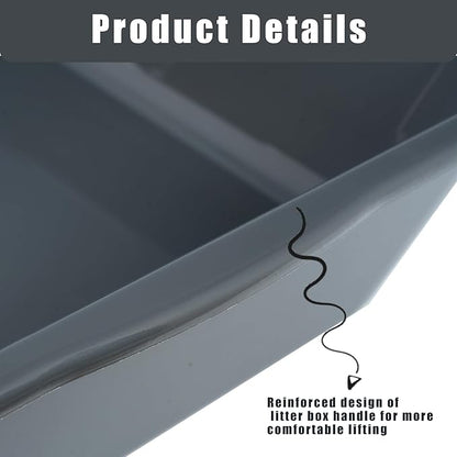 2 Pack of Extra Large Cat Litter Box (ABS Material), Low Entry Senior Litter Pen for Geriatric Kitty Big Cats, Jumbo Pet Safe Litter Boxes Tray for Indoor Pets Potty (Black, 24" L x 20" W)