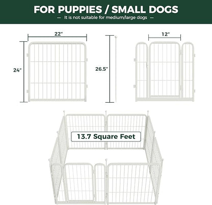 FXW Rollick Unleashed Dog Playpen for Indoor, Yard, RV Camping, 24 inch 8 Panels for Small and Puppy Dogs, White│Patented