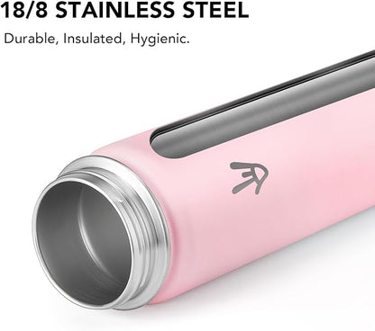 Enerbone 24 oz Insulated Water Bottle, Stainless Steel Bottle with Carrying Strap, Double-Wall Vacuum Insulation Design, Leakproof Sports Bottle with Straw, Keep Drinks Cold or Hot for Hours