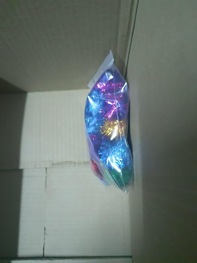 20 Pack 2 Inches Sparkle Balls for Cats, Large Size, Glitter Pom Poms Fuzzy Balls for Cats, Kitten Indoor Assorted Color Random