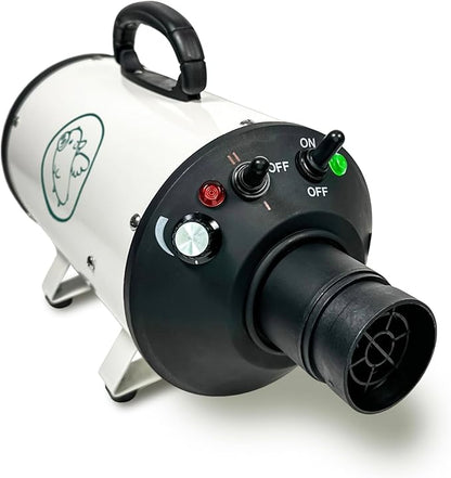 Flying Pig High Velocity Dog Pet Grooming Dryer w/Heater (Flying One, White w/Teal Logo)