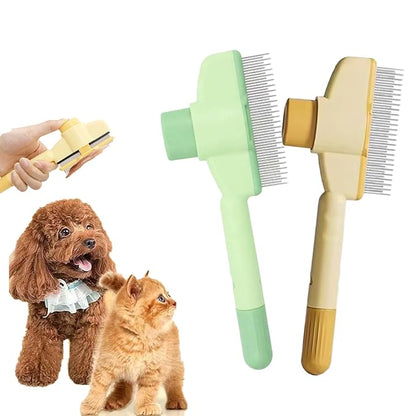 2PCS Self CleaningPetComb Grooming Brush,PetComb for Dogs & Cats, Brush for Cats, Cat dog comb Pet Grooming for Massaging and Cleaning Shedding Hair (Green+Yellow)