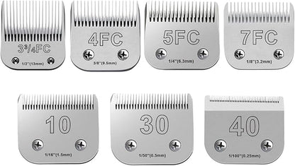 7PCS Dog Grooming Blades Compatible with Andis Dog Clippers,Dog Clipper Blades Compatible with Oster A5,Wahl km10 Dog Clippers for Animal Dog Cat Horse,Stainless-Steel Blade Sharp