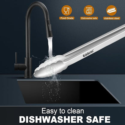 2 Pcs 7 Inch Small Tongs, Heavy Duty Stainless Steel Kitchen Tongs, For Cooking, Food, Buffet, Salad, Fruits, Bread, Dishwasher Safe