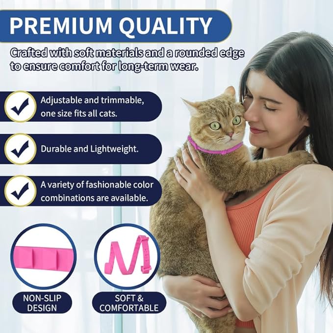 4 Pack Flea Collar for Cats, 32 Months Flea and Tick Prevention for Cats, Waterproof Cat Flea Collar, Natural Cat Flea and Tick Treatment, Adjustable Flea and Tick Collar for Cats Kittens(Pink&Purple)