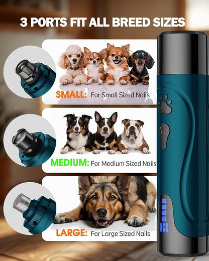 Dog Nail Trimmers and Dog Nail Clippers Kit, Whisper Quiet Electric Grinder with Light, for Small, Medium, Large Dogs, Cats Toenail Grooming, 3 Speeds